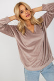 Women's Velour Long Sleeve Sweatshirt with Heart Neckline