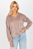 Women's Velour Long Sleeve Sweatshirt with Heart Neckline