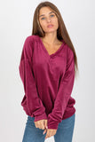 Women's Velour Long Sleeve Heart Neck Sweatshirt