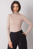 Fitted Long Sleeve One-Color Turtleneck Top