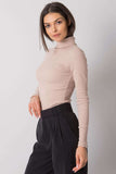 Fitted Long Sleeve One-Color Turtleneck Top