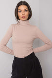 Fitted Long Sleeve One-Color Turtleneck Top