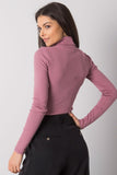 Fitted Long Sleeve One-Color Turtleneck Top