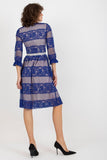 Lace Dress with 3/4 Sleeves and Waist Sash