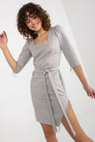 Chic 3/4 Sleeve Dress with Tassels and Tie Belt