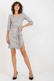 Chic 3/4 Sleeve Dress with Tassels and Tie Belt
