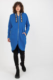 Extended Cut Hooded Zip Sweatshirt with Side Pockets