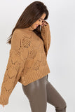 Openwork Turtleneck Sweater with Wide Sleeves