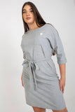 Striped Pencil Cut Dress with 3/4 Sleeves and Tie Belt
