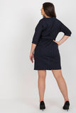 Plus Size Striped Pencil Cut Dress with Tie Belt