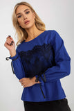 Elegant Long Sleeve Blouse with Decorative Lace Details
