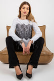 Elegant Long Sleeve Blouse with Decorative Lace Details