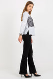 Elegant Long Sleeve Blouse with Decorative Lace Details