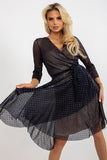 Elegant 3/4 Sleeve Cocktail Dress with Waist Tie