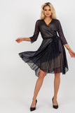 Elegant 3/4 Sleeve Cocktail Dress with Waist Tie