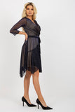 Elegant 3/4 Sleeve Cocktail Dress with Waist Tie