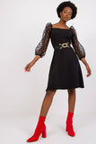 Elegant 3/4 Sleeve Dress with Covered Zipper and Belt