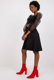 Elegant 3/4 Sleeve Dress with Covered Zipper and Belt