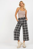 Checkered Women's Wool Pants with Covered Zipper