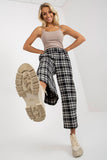 Checkered Women's Wool Pants with Covered Zipper