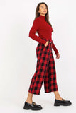 Checkered Women's Pants with Covered Zipper and Pockets