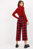 Checkered Women's Pants with Covered Zipper and Pockets