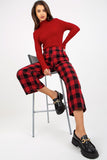 Checkered Women's Pants with Covered Zipper and Pockets