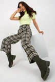 Checkered Women's Pants with Covered Zipper and Pockets