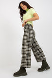 Checkered Women's Pants with Covered Zipper and Pockets