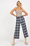 Checkered Women's Pants with Covered Zipper and Pockets