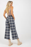 Checkered Women's Pants with Covered Zipper and Pockets