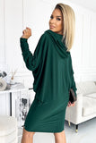 Versatile Bat Dress with Hood in Stretchy Green Fabric