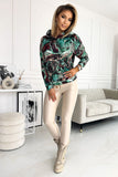 Turquoise-Brown Marble Hooded Kangaroo Sweatshirt