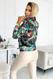Turquoise-Brown Marble Hooded Kangaroo Sweatshirt