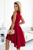 Elegant Red Brocade Dress with Longer Back for Dancing