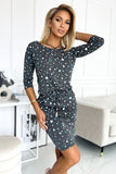 Sporty Dark Gray Dress with Pockets & 3/4 Sleeves