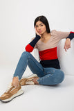 Ribbed Long Sleeve Blouse with Heart Neckline in 3 Colors