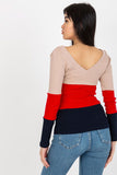 Ribbed Long Sleeve Blouse with Heart Neckline in 3 Colors