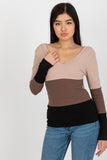 Ribbed Long Sleeve Blouse with Heart Neckline in 3 Colors