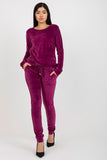 Soft Velour Blouse & Pants Set with Tie Waist