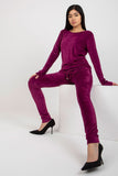 Soft Velour Blouse & Pants Set with Tie Waist