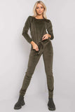 Velour Blouse and Pants Set with Tie Waist and Pockets