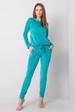 Velour Blouse and Pants Set with Tie Waist and Pockets
