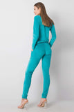 Velour Blouse and Pants Set with Tie Waist and Pockets