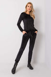 Velour Blouse and Pants Set with Tie Waist and Pockets