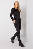 Velour Blouse and Pants Set with Tie Waist and Pockets