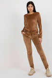 Velour Blouse and Pants Set with Tie Waist and Pockets