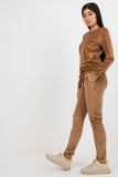 Velour Blouse and Pants Set with Tie Waist and Pockets