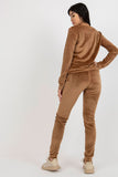 Velour Blouse and Pants Set with Tie Waist and Pockets