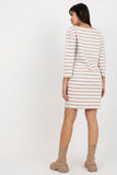 Striped Long Sleeve Cotton Dress with Side Pockets